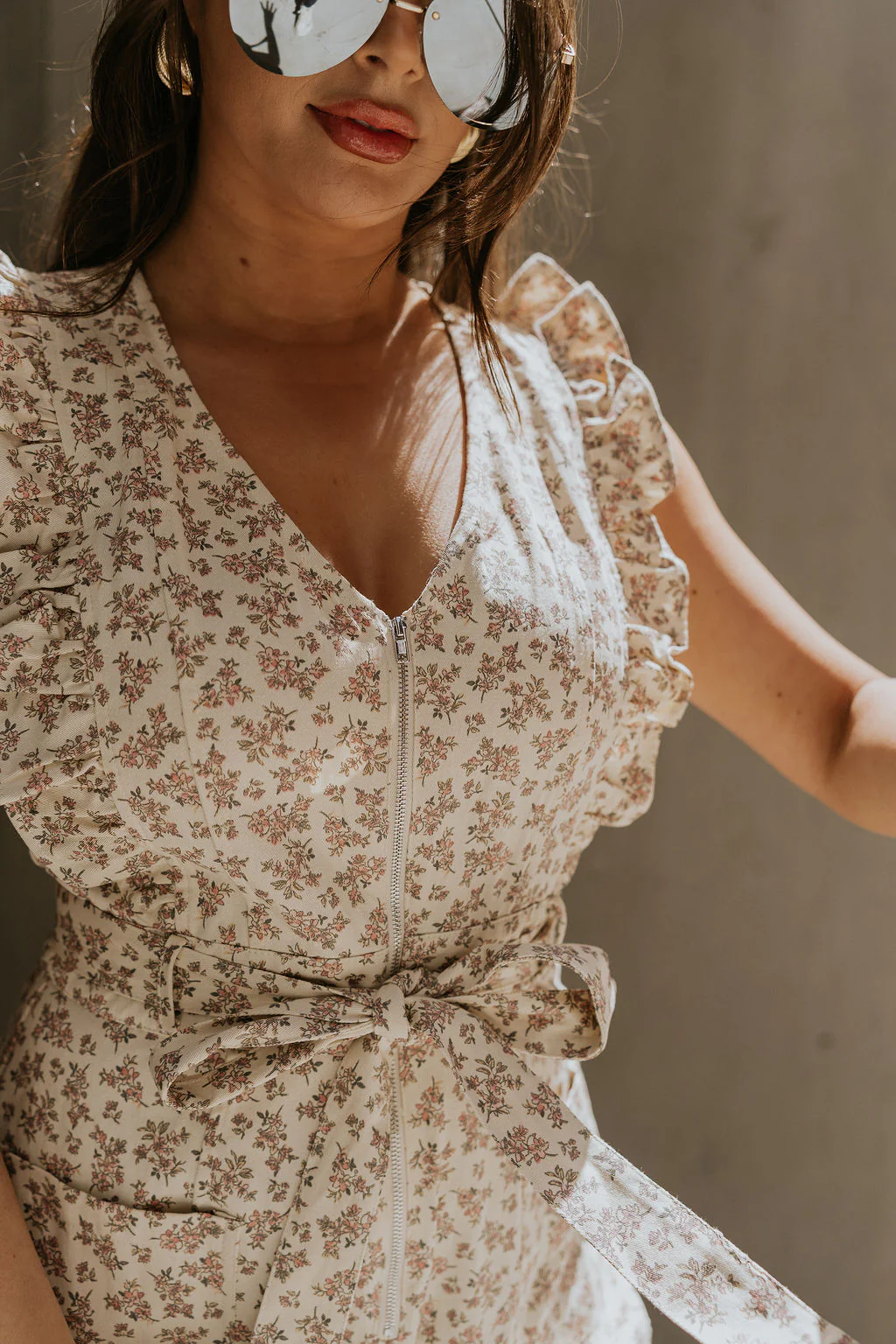 Myla Cream Pink Floral Sleeveless Jumpsuit - Image 4