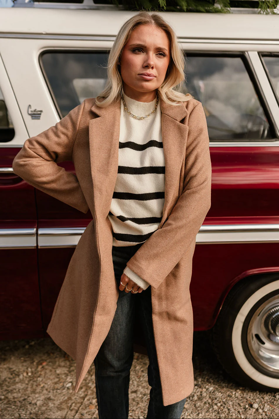 Sloan Camel Collared Midi Coat