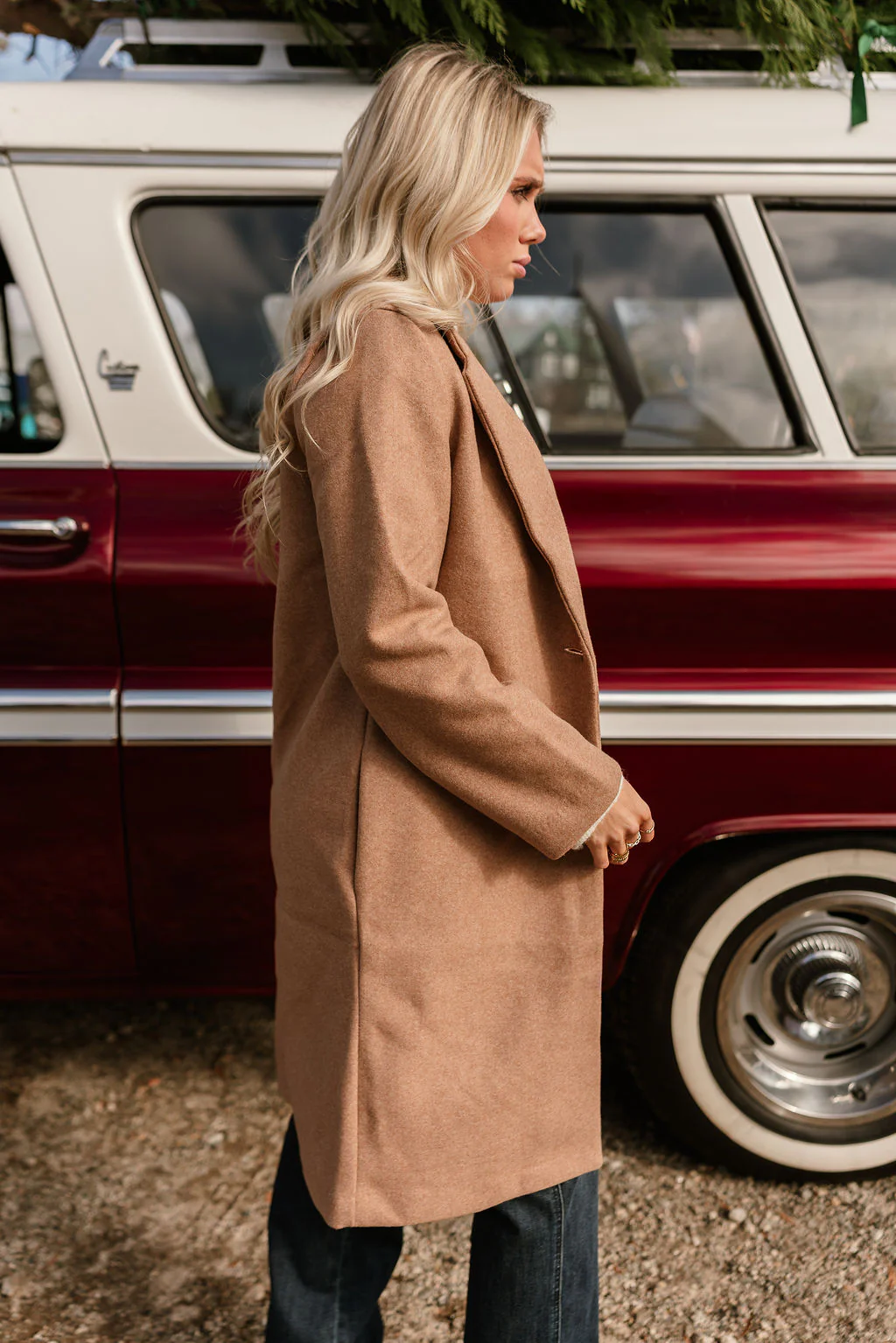 Sloan Camel Collared Midi Coat - Image 2