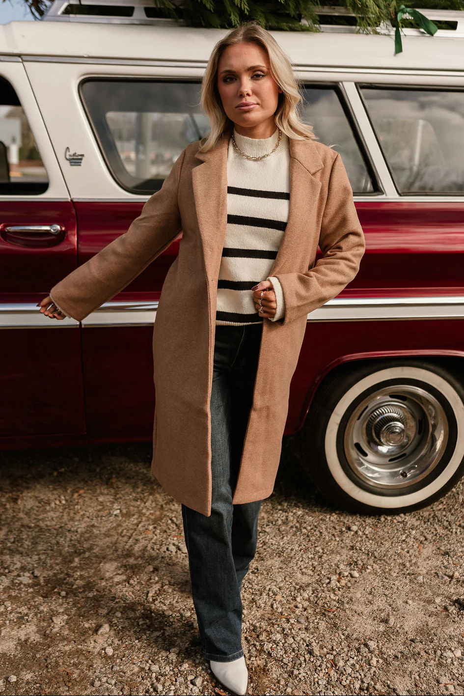 Sloan Camel Collared Midi Coat - Image 3