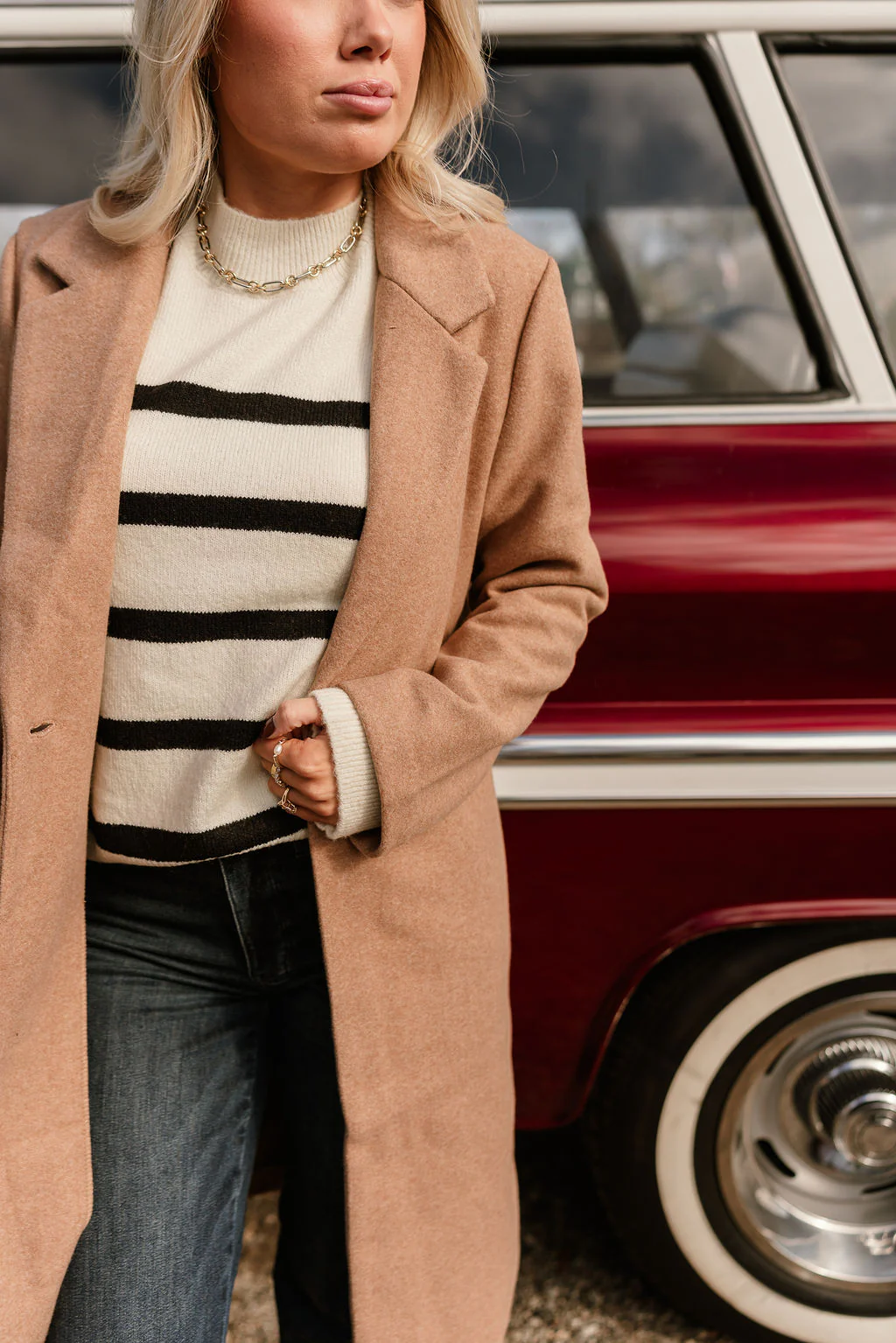 Sloan Camel Collared Midi Coat - Image 5