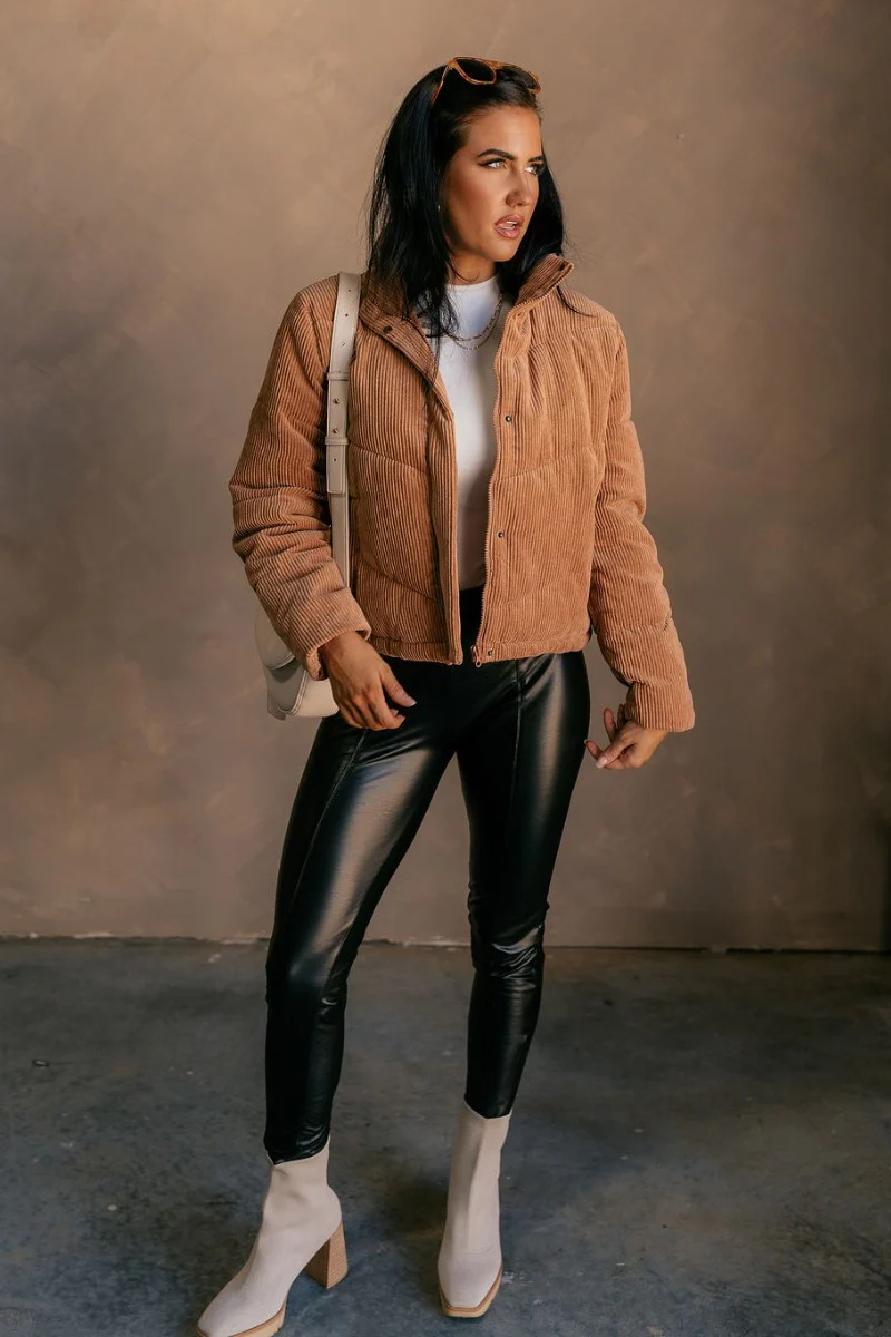 Sloan Camel Corduroy Puffer Jacket
