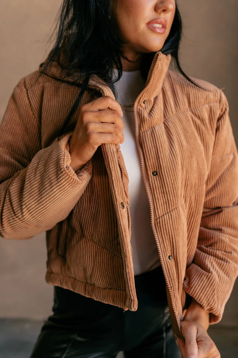 Sloan Camel Corduroy Puffer Jacket - Image 5