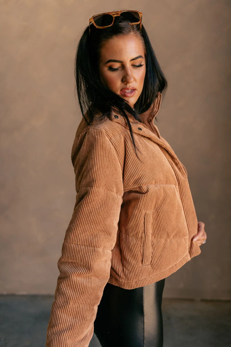 Sloan Camel Corduroy Puffer Jacket - Image 6