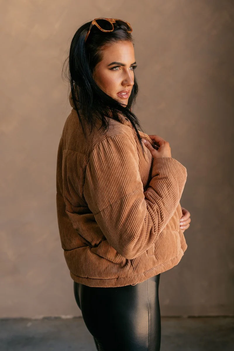 Sloan Camel Corduroy Puffer Jacket - Image 7