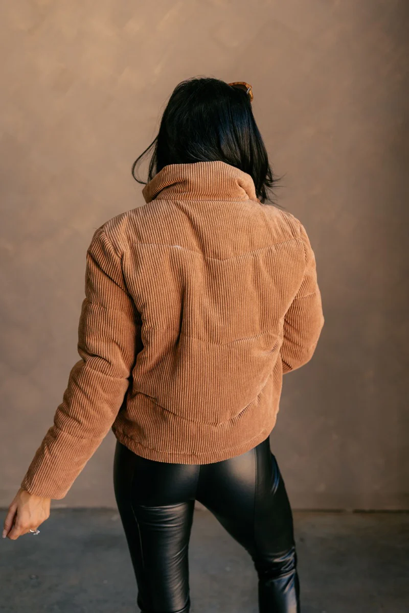 Sloan Camel Corduroy Puffer Jacket - Image 8
