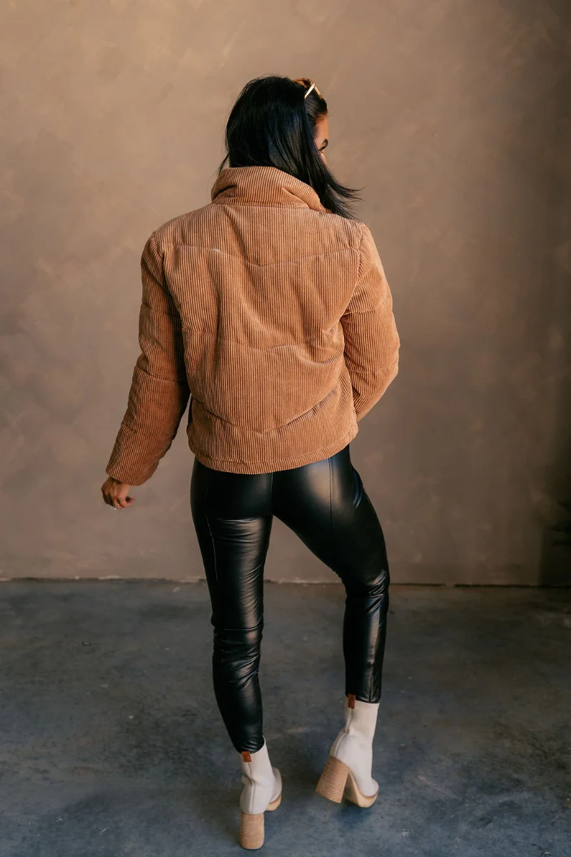 Sloan Camel Corduroy Puffer Jacket - Image 9