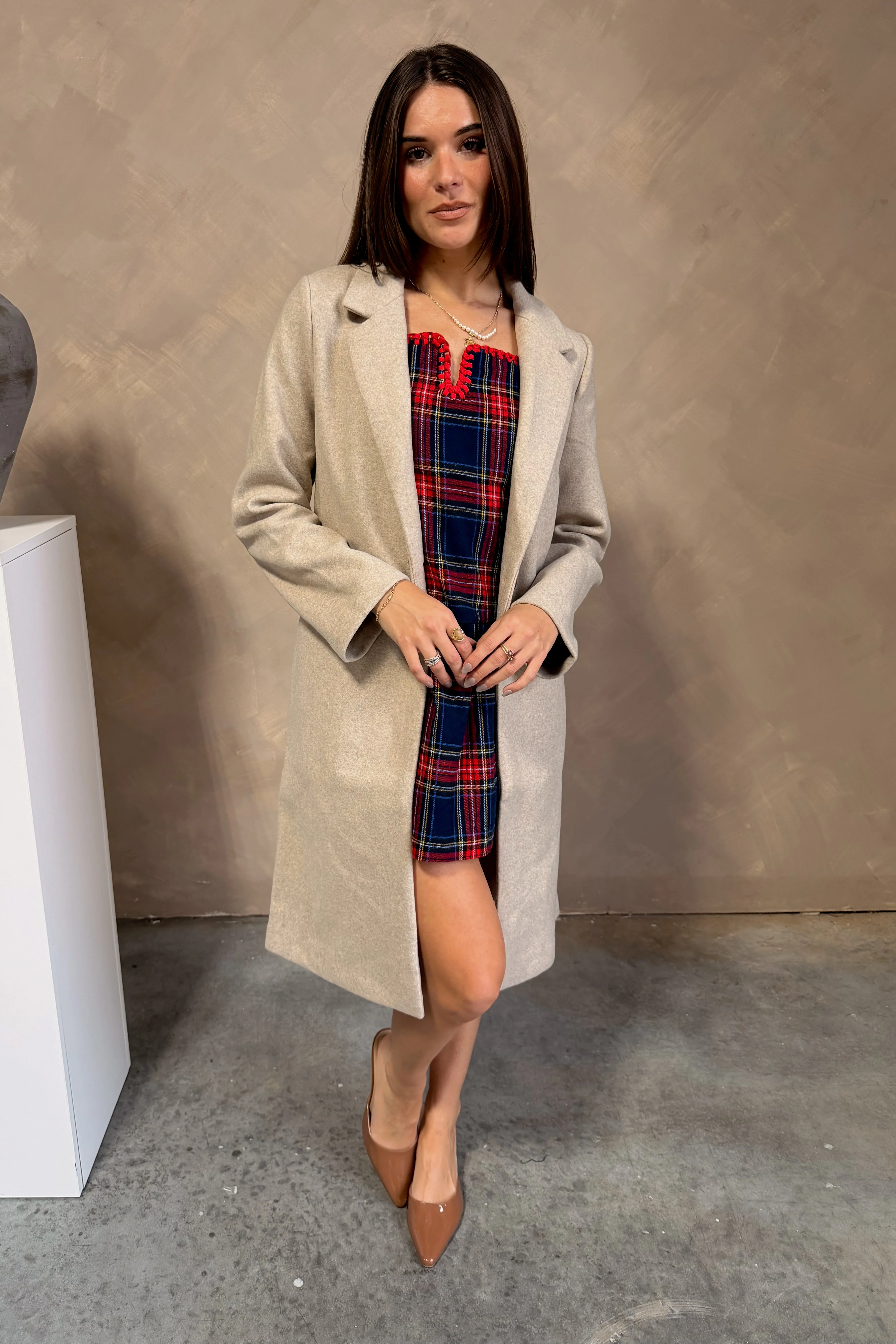Sloan Oatmeal Collared Midi Coat - Image 9