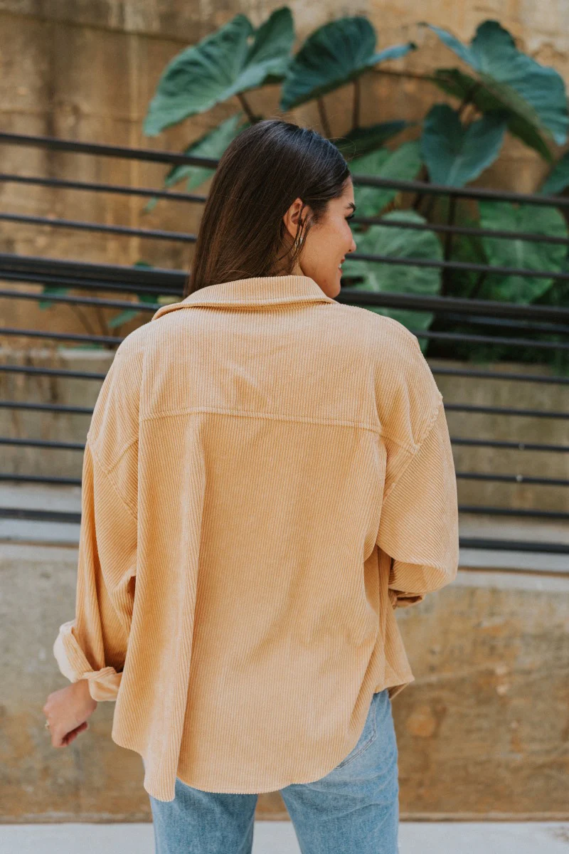Sloane Corduroy Shacket in Apricot - Image 4
