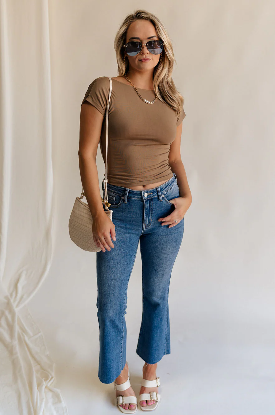 Sloane Mocha Brown Open Back Top - Image 4