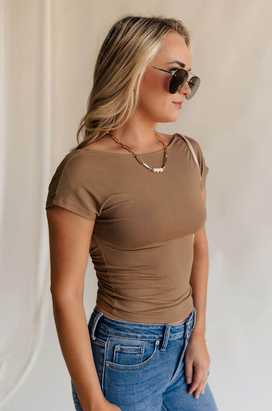 Sloane Mocha Brown Open Back Top - Image 6