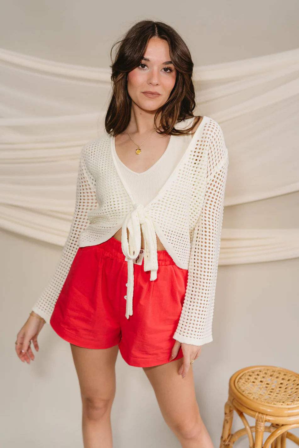 Sloane Off White Knit Tie Top - Image 6