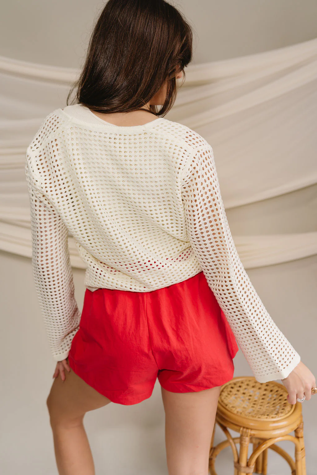Sloane Off White Knit Tie Top - Image 8