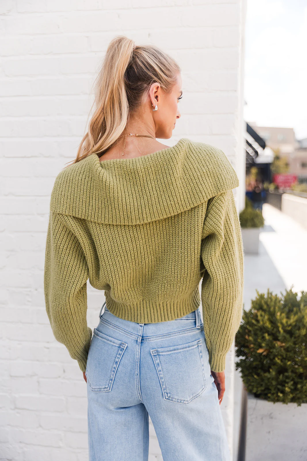 Sloane Sage Knit Cropped Sweater - Image 5