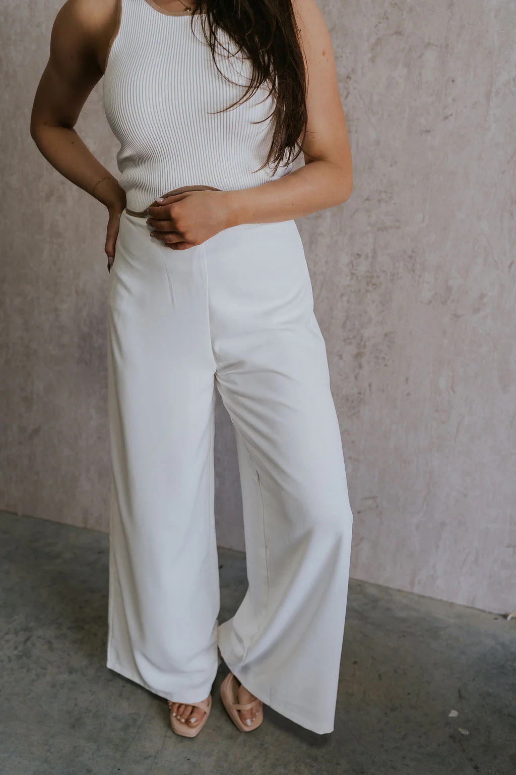 Sloane White Wide Leg Pants - Image 2