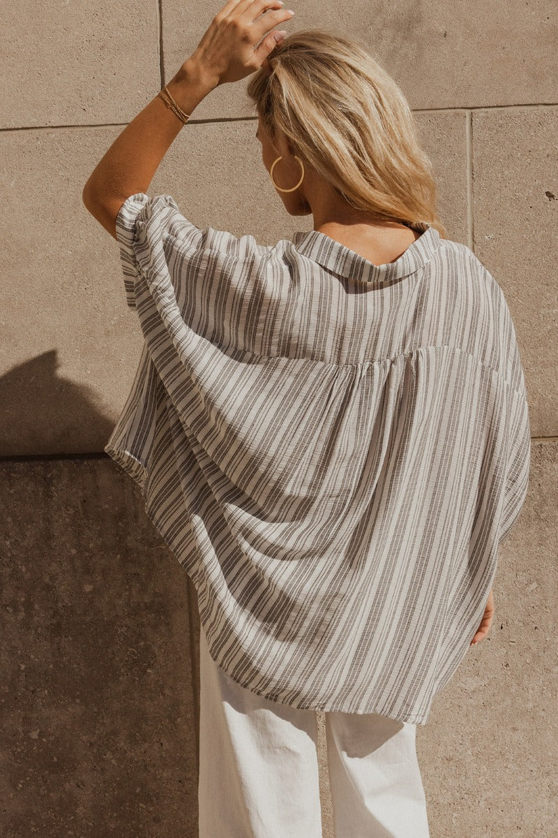 Sofia White & Black Striped Short Sleeve Top - Image 5