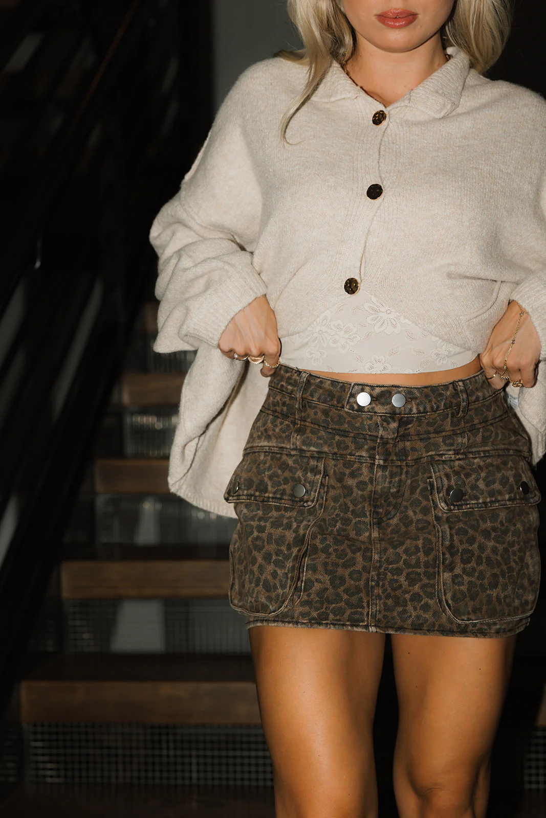 Sofie Leopard Denim Cargo Skirt - Image 2