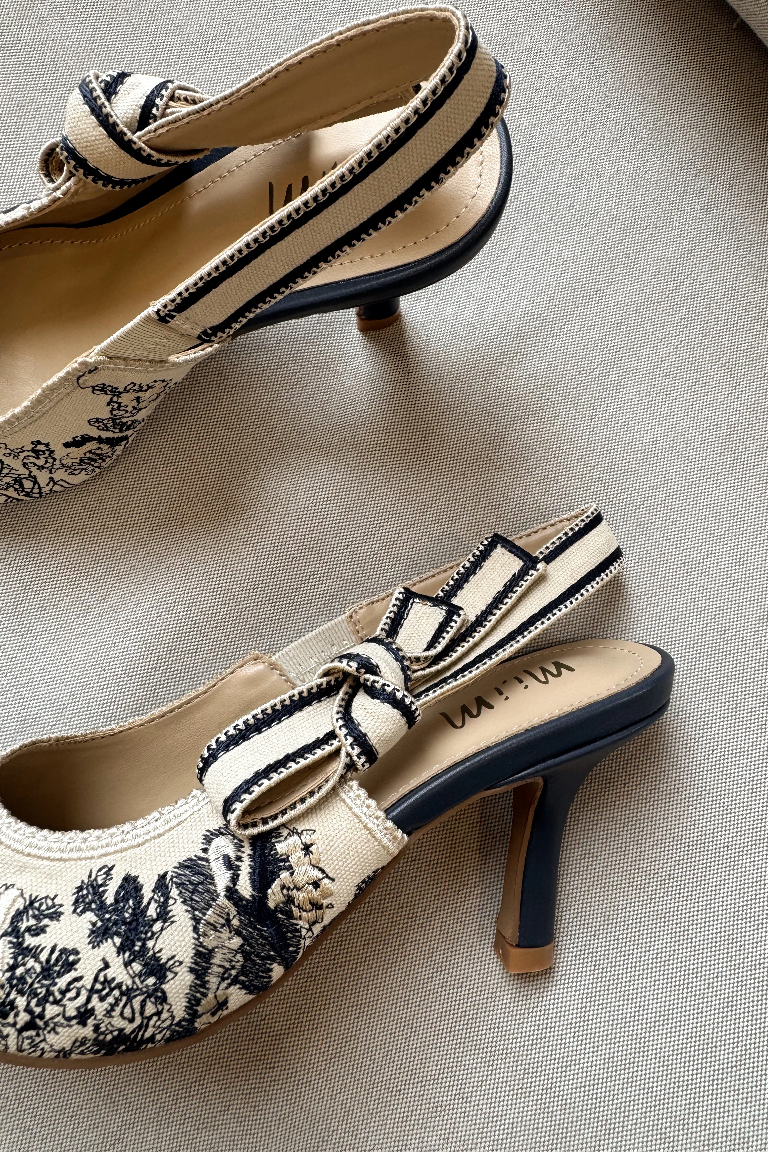 Solana Blue & Ivory Slingback Tie Heel - Image 3