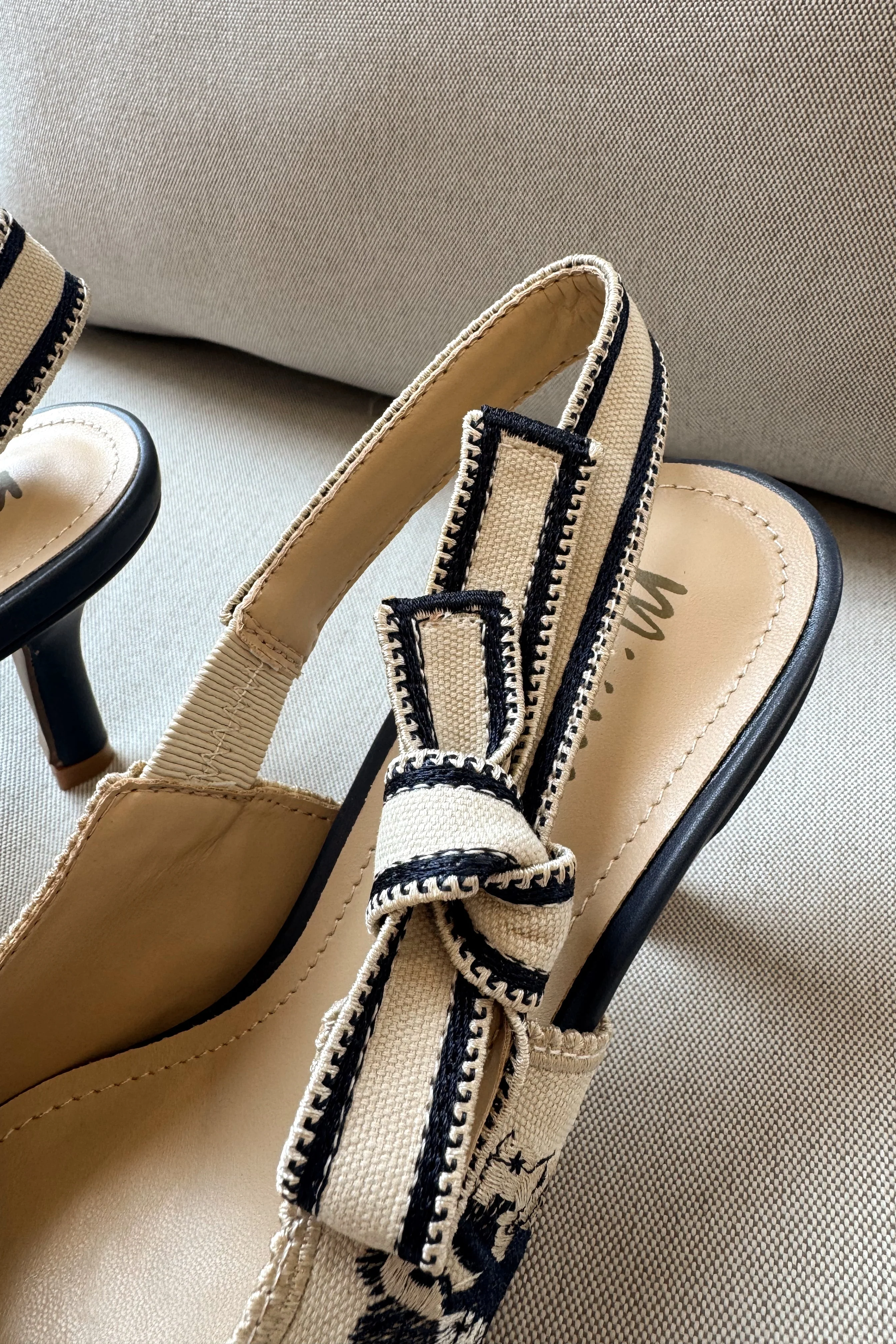 Solana Blue & Ivory Slingback Tie Heel - Image 4