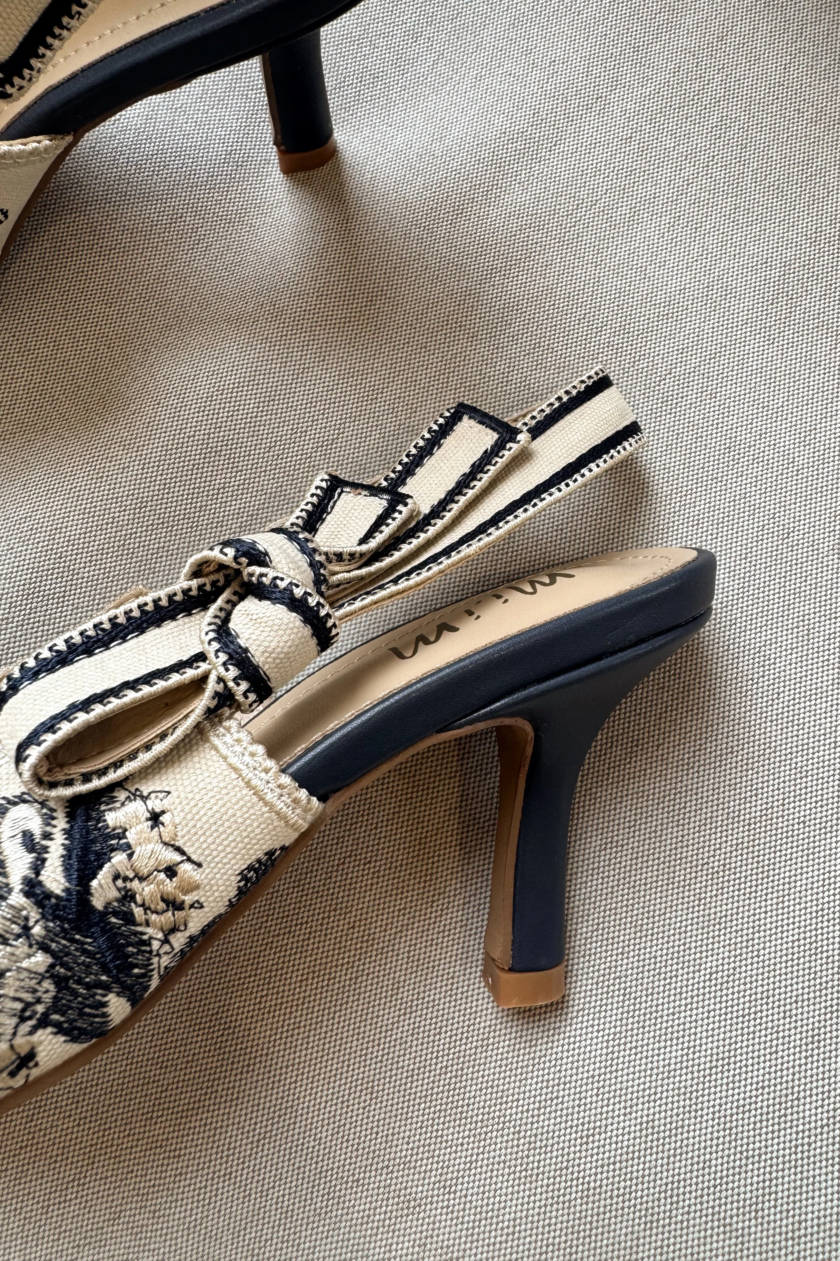 Solana Blue & Ivory Slingback Tie Heel - Image 5