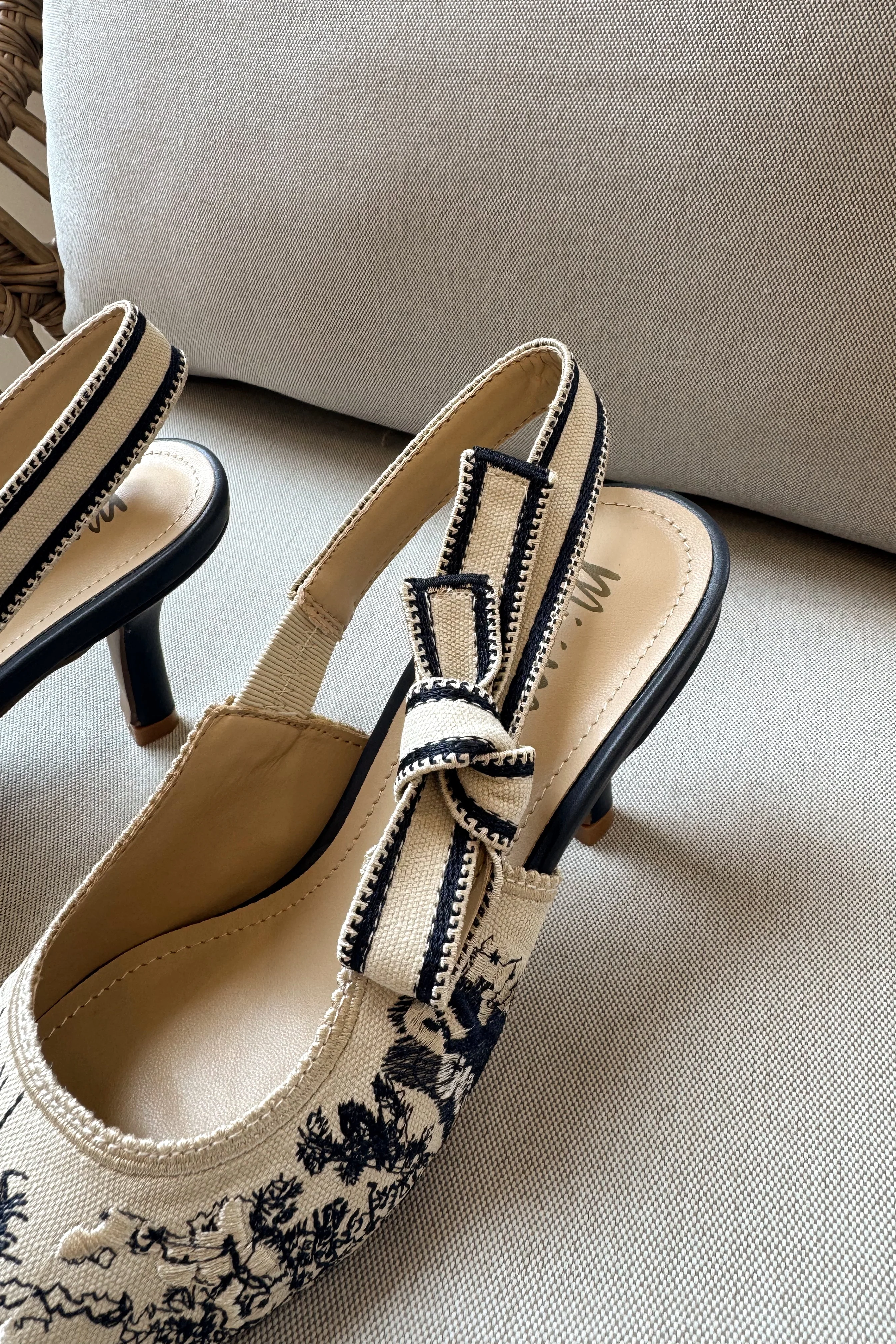 Solana Blue & Ivory Slingback Tie Heel - Image 6