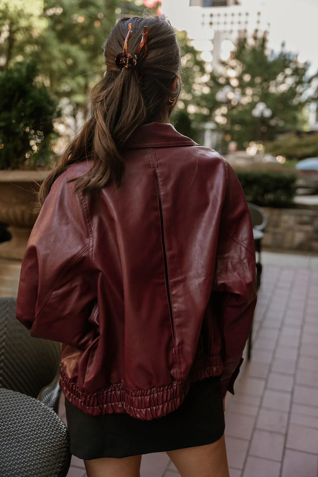 Solana Burgundy Faux Leather Jacket - Image 11