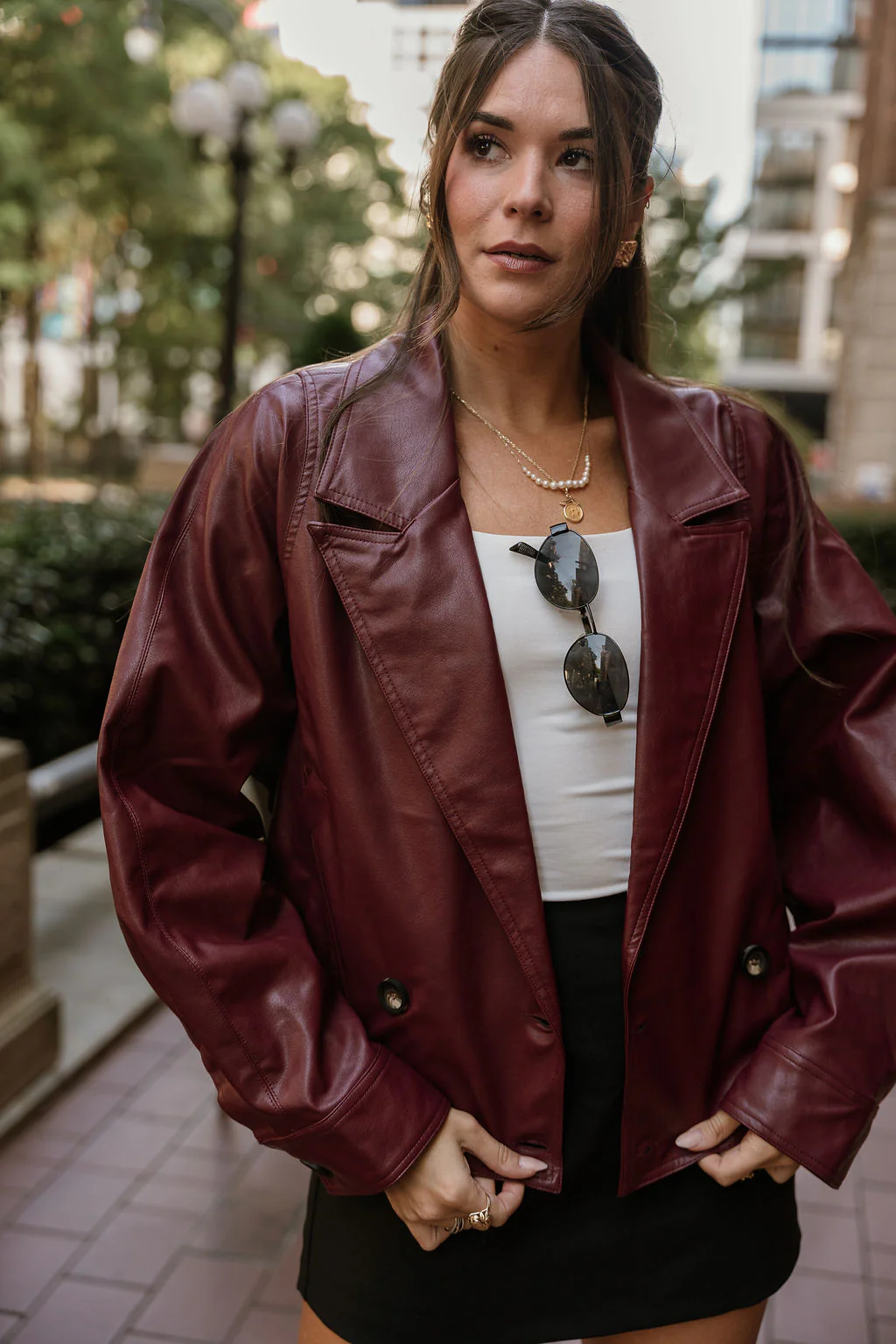Solana Burgundy Faux Leather Jacket - Image 2