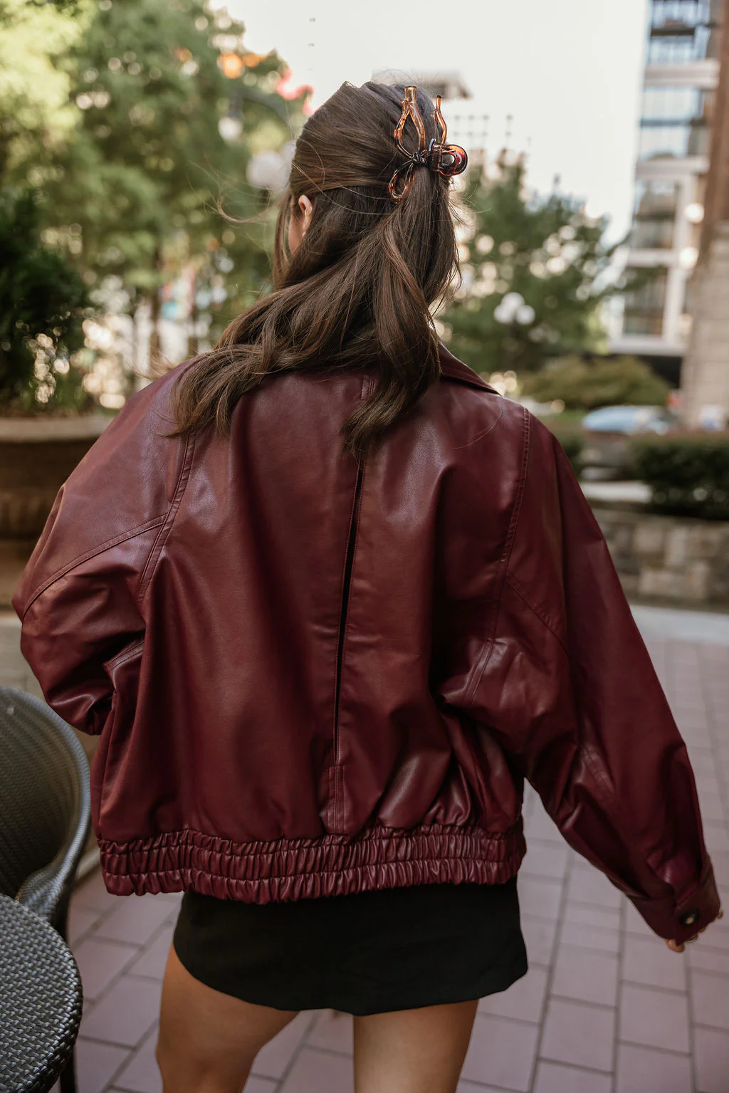 Solana Burgundy Faux Leather Jacket - Image 4