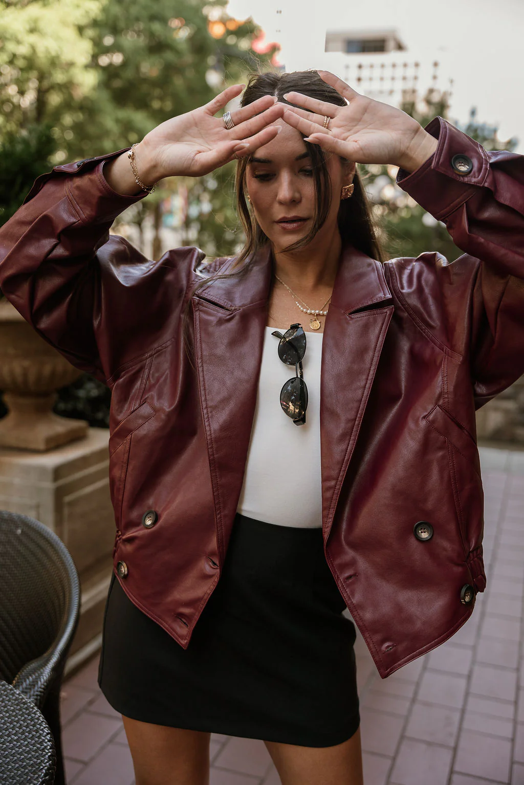 Solana Burgundy Faux Leather Jacket - Image 5