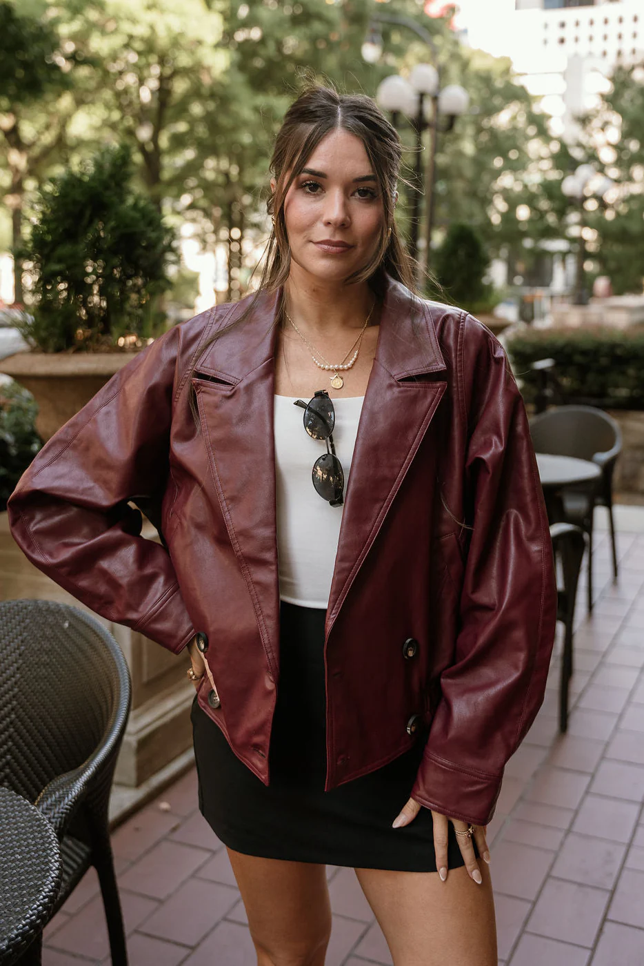 Solana Burgundy Faux Leather Jacket - Image 6