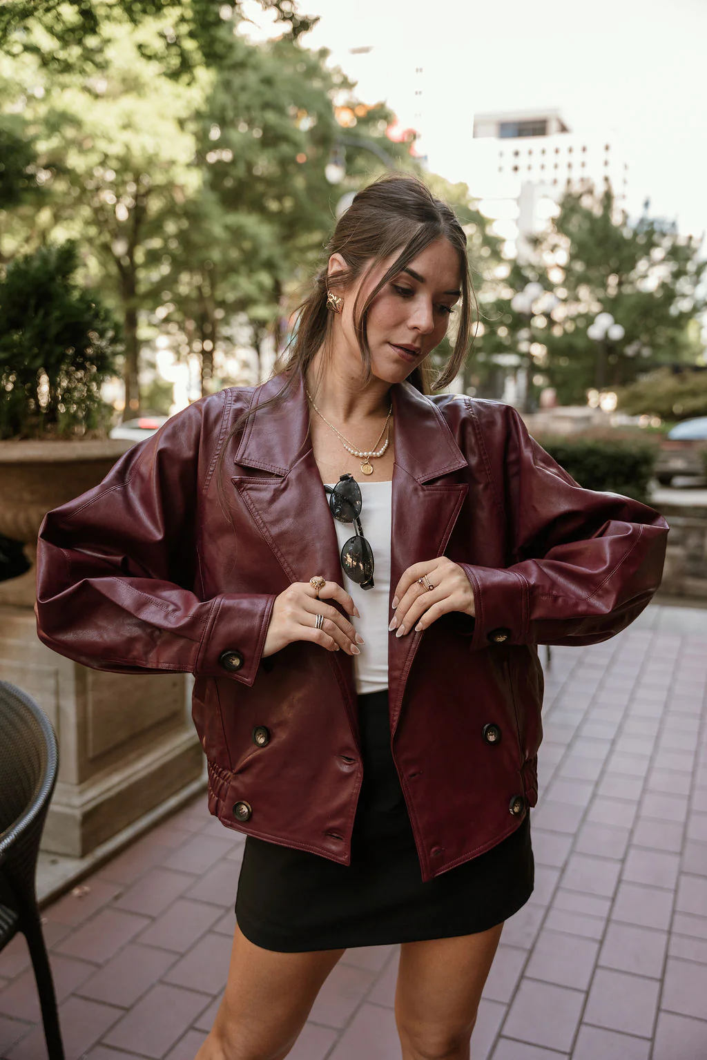 Solana Burgundy Faux Leather Jacket - Image 7