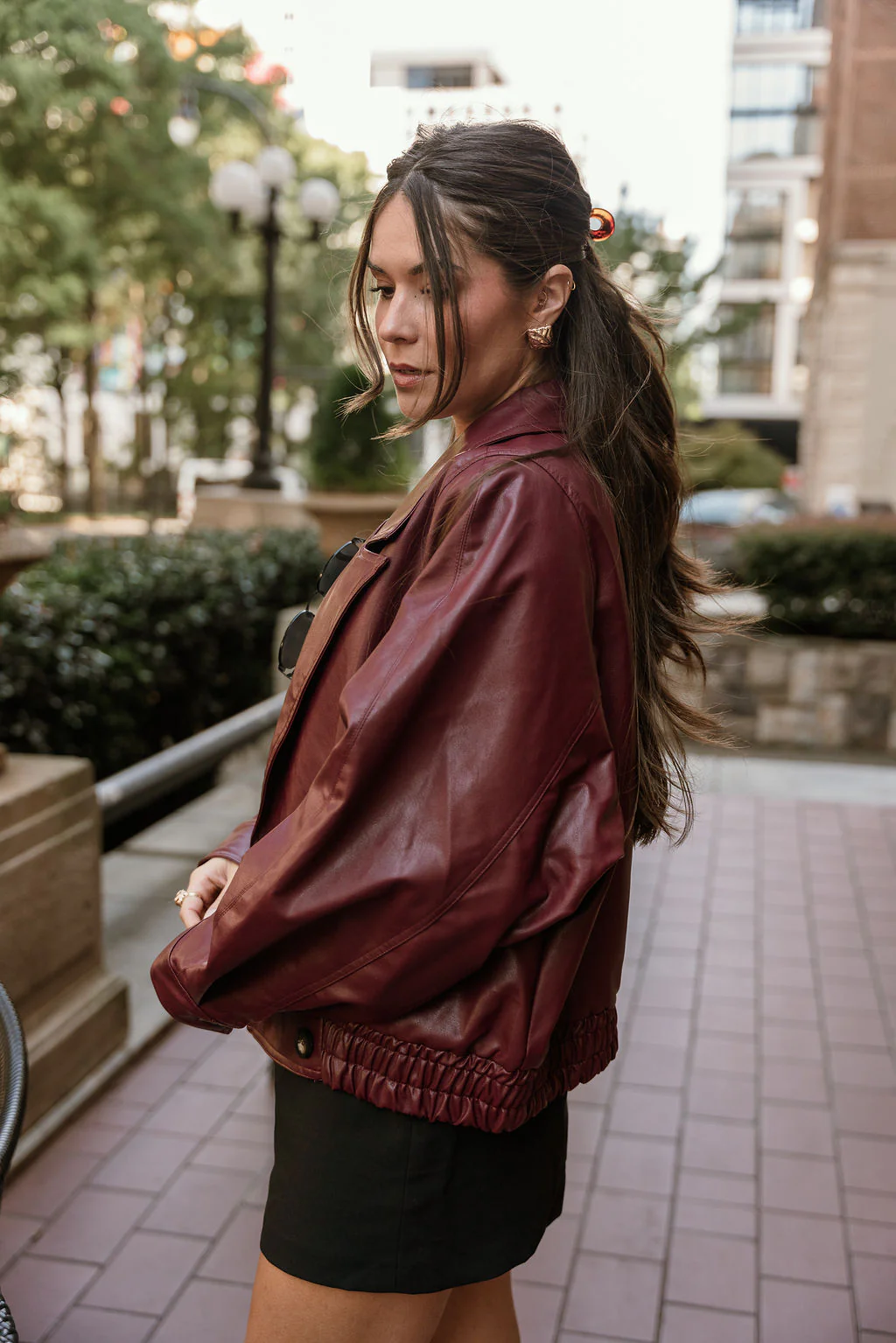 Solana Burgundy Faux Leather Jacket - Image 8