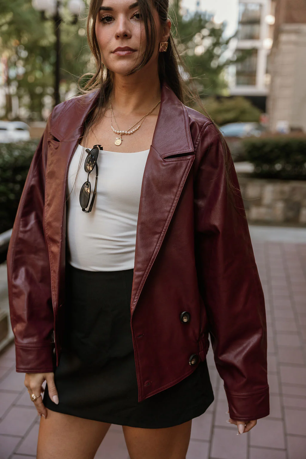 Solana Burgundy Faux Leather Jacket - Image 9