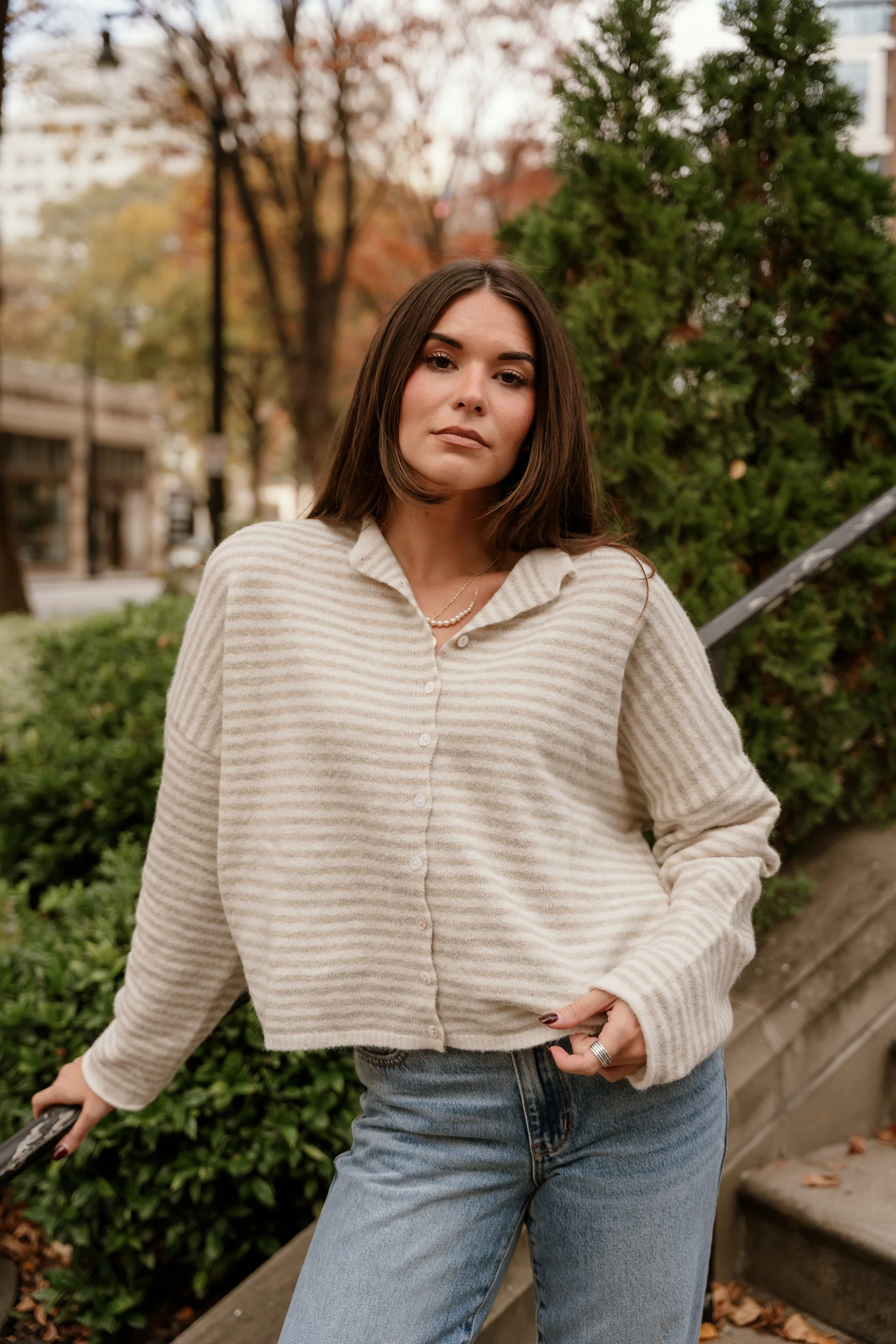 Solana Cream & Natural Stripe Knit Cardigan