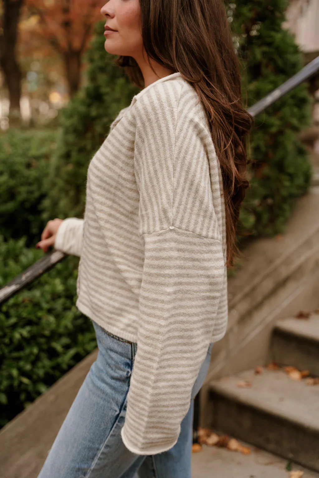 Solana Cream & Natural Stripe Knit Cardigan - Image 3