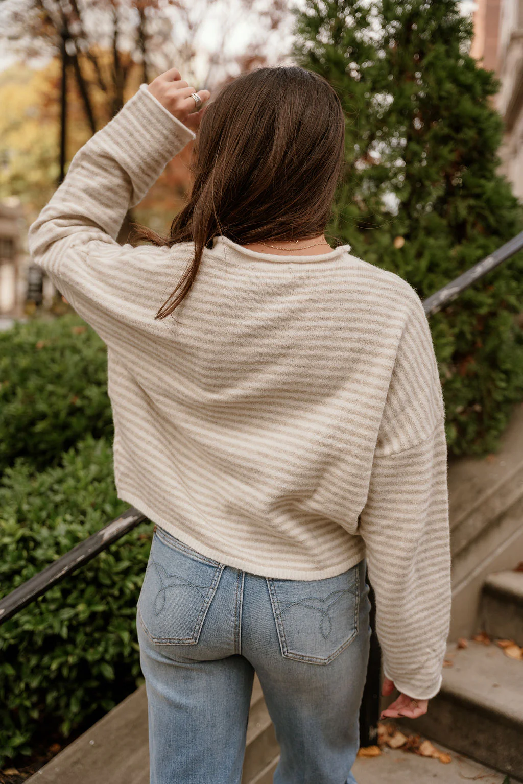 Solana Cream & Natural Stripe Knit Cardigan - Image 4