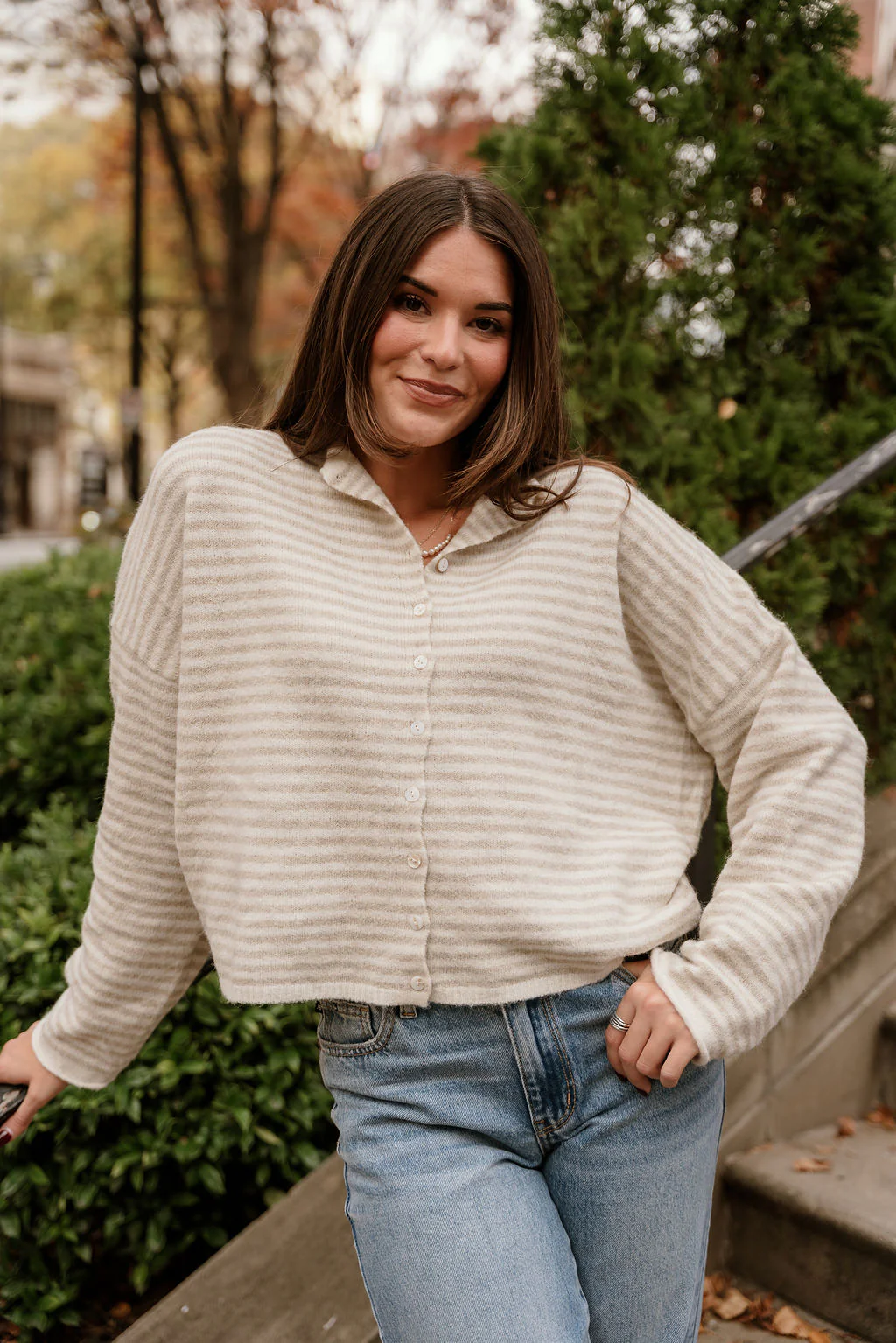 Solana Cream & Natural Stripe Knit Cardigan - Image 8