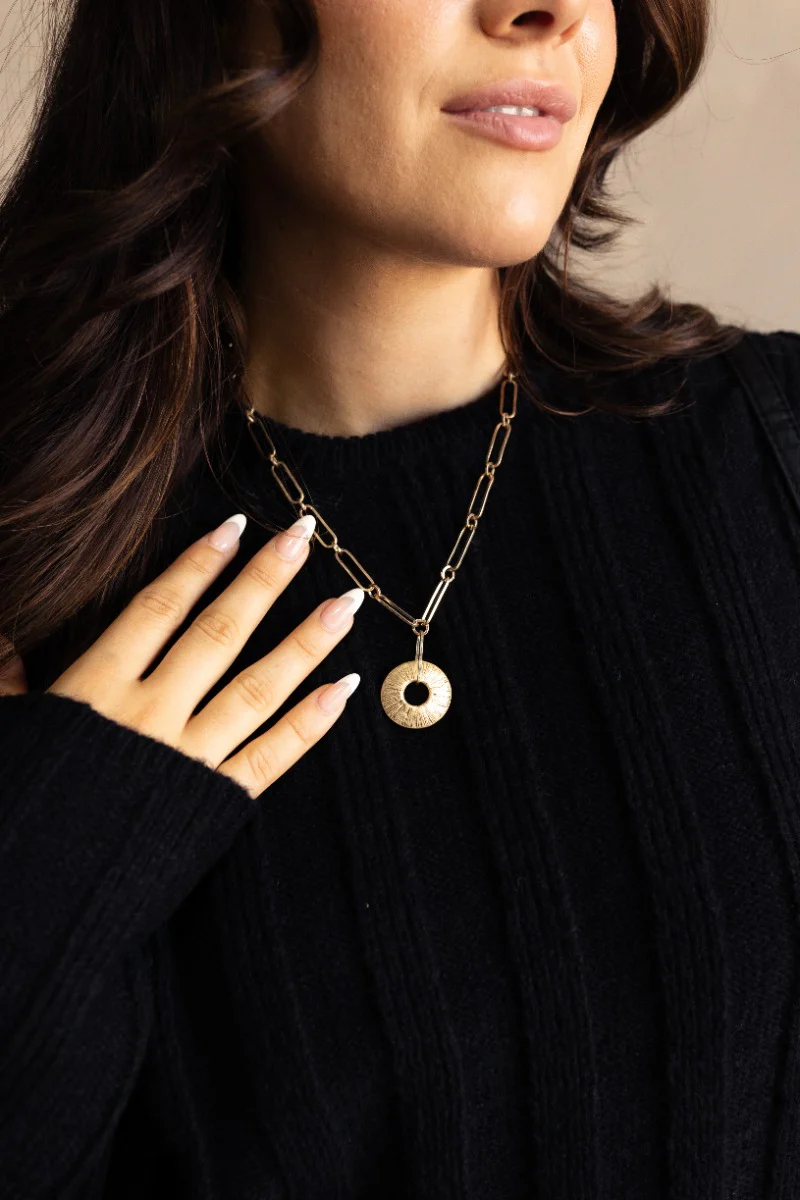 Solana Gold Medallion Necklace