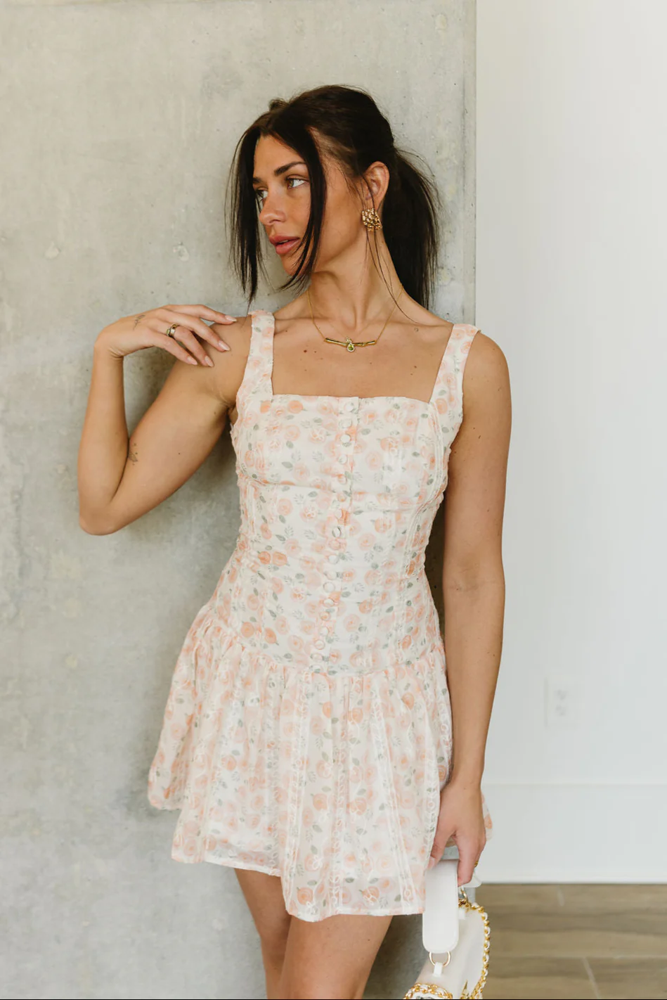Sonja Floral Drop Waist Mini Dress - Image 4