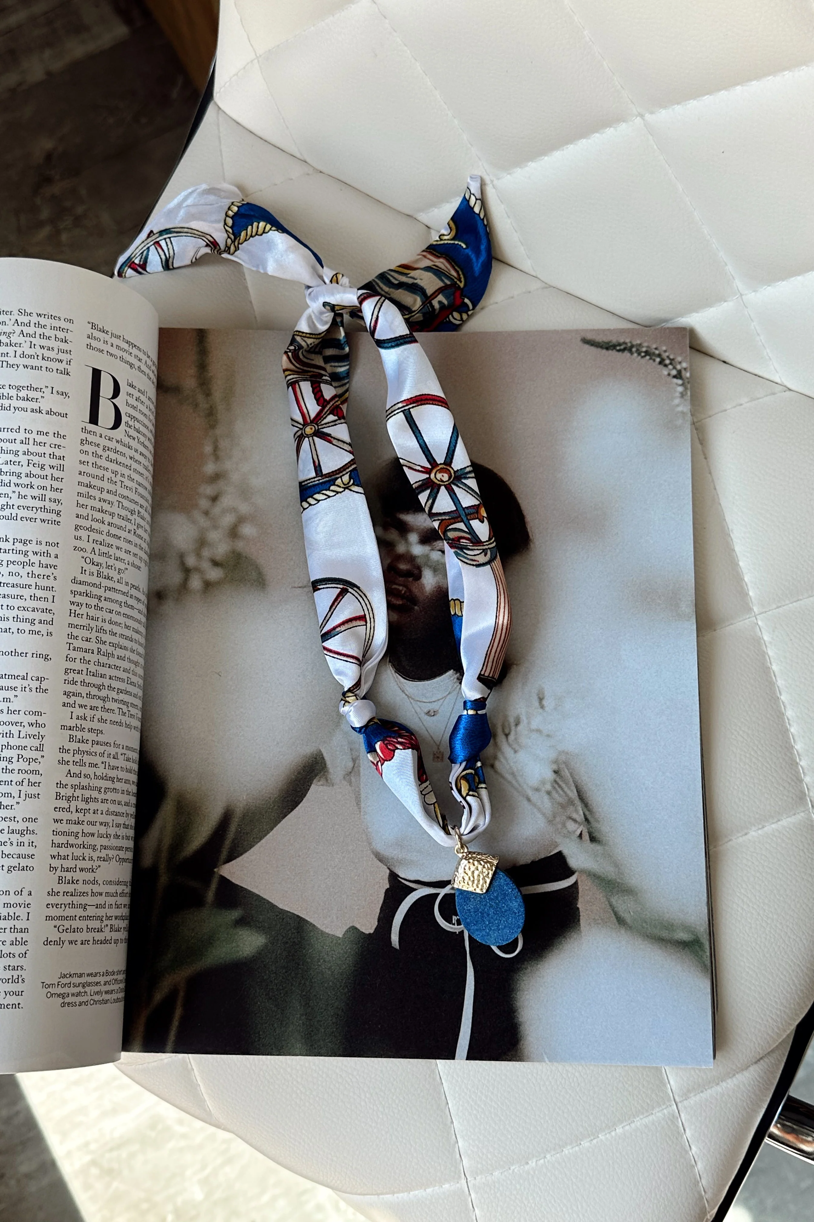 Sophia Blue Multi & Stone Scarf Necklace