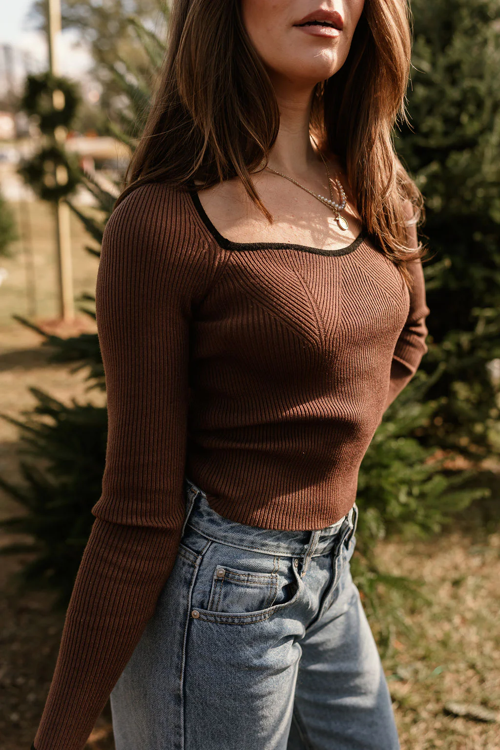 Sophia Brown & Black Ribbed Top - Image 6