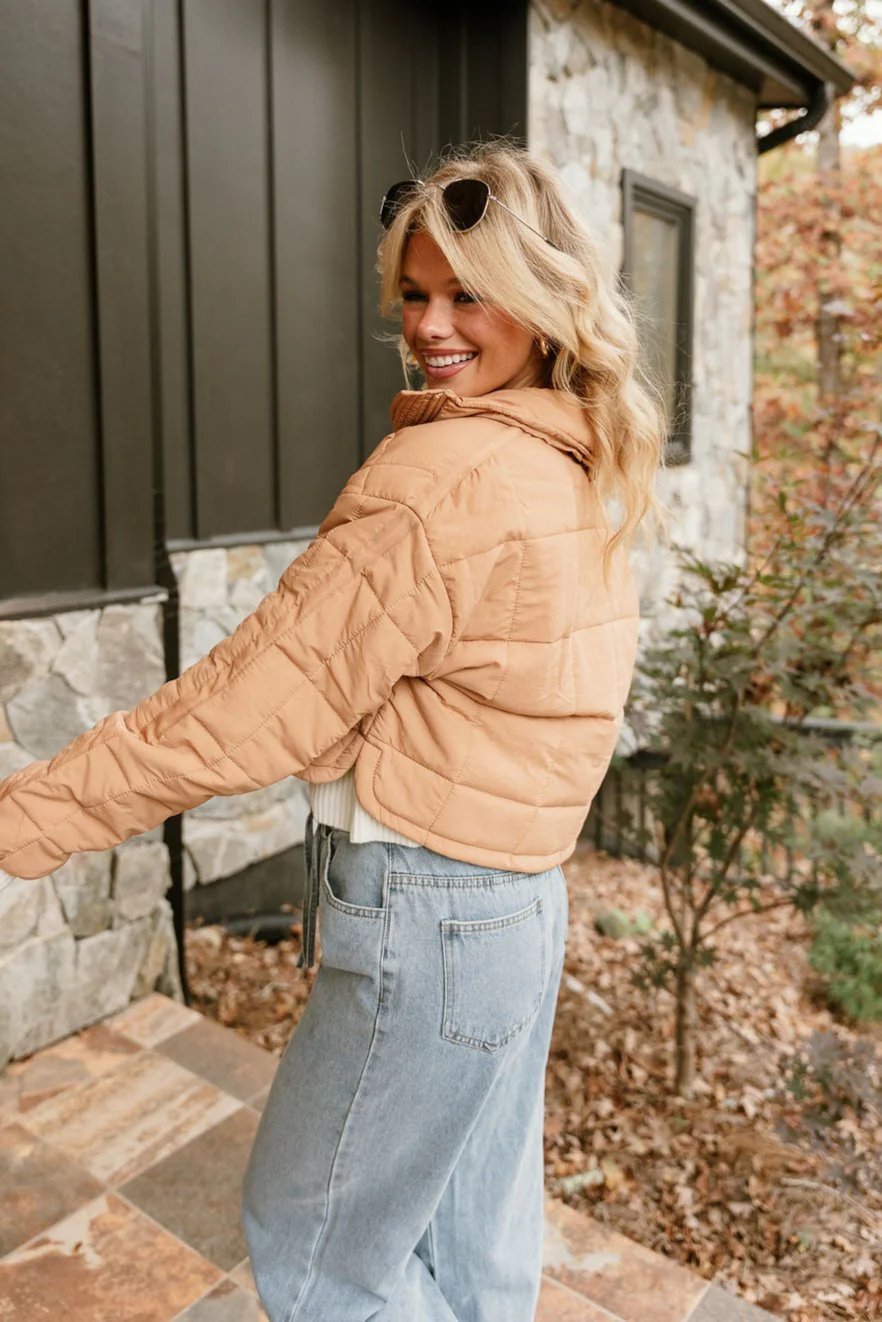 Sophia Camel Quilted Puffer Jacket - Image 11