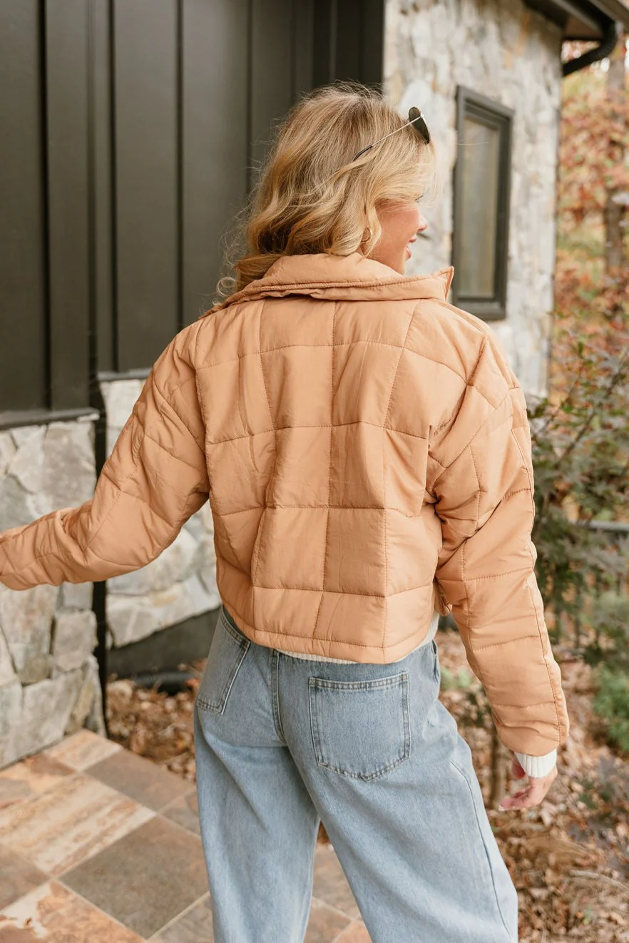 Sophia Camel Quilted Puffer Jacket - Image 12
