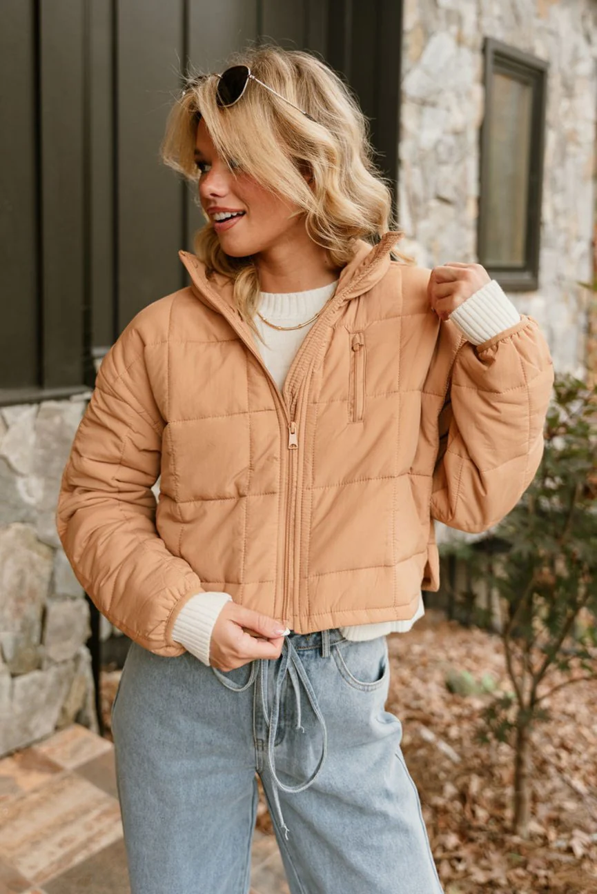 Sophia Camel Quilted Puffer Jacket - Image 6