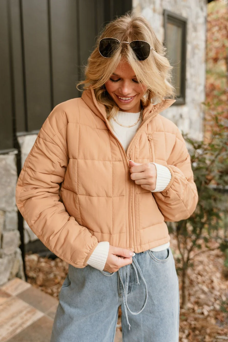 Sophia Camel Quilted Puffer Jacket - Image 7