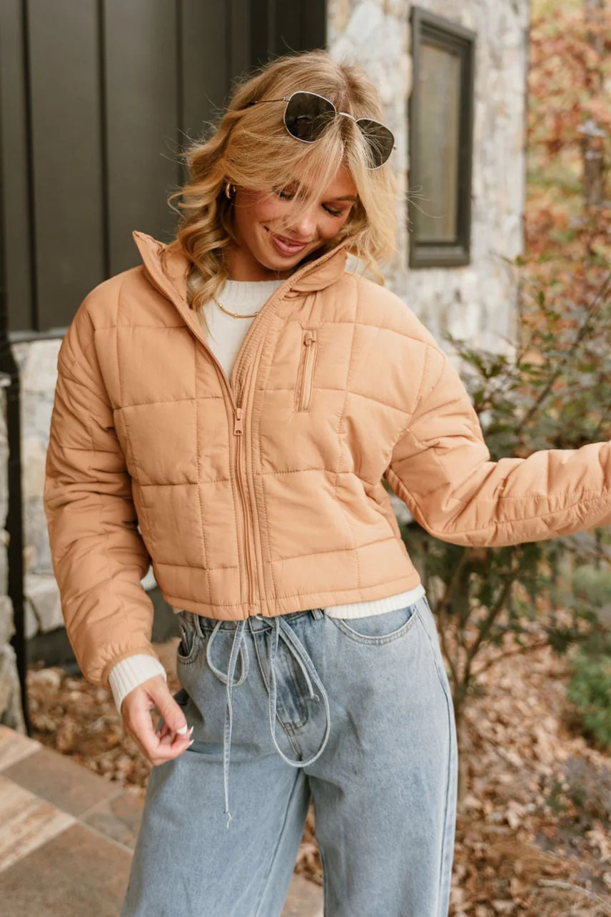 Sophia Camel Quilted Puffer Jacket - Image 8