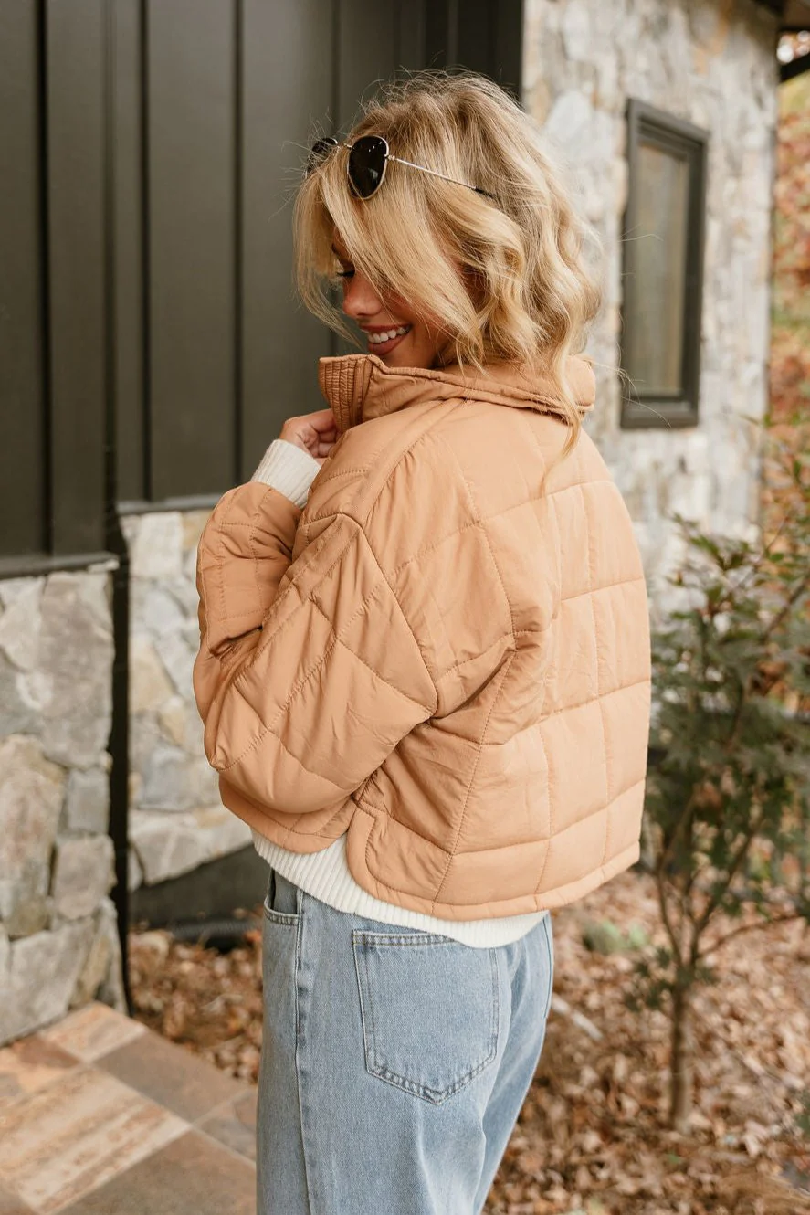 Sophia Camel Quilted Puffer Jacket - Image 9