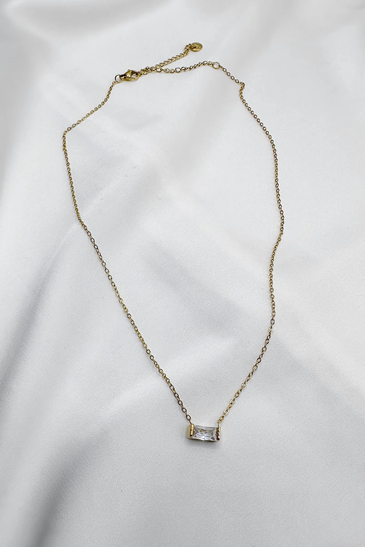 Sophia Gold Rhinestone Chain Link Necklace - Image 3