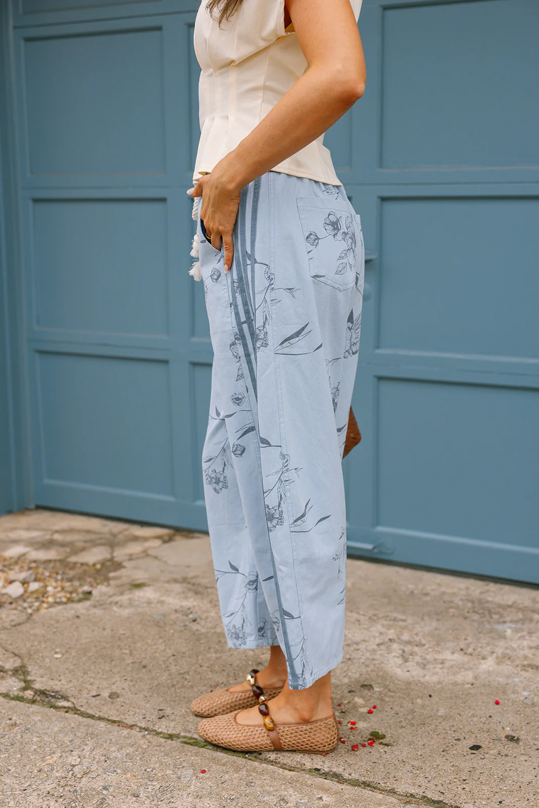 Sophia Light Blue Floral Barrel Jeans - Image 3