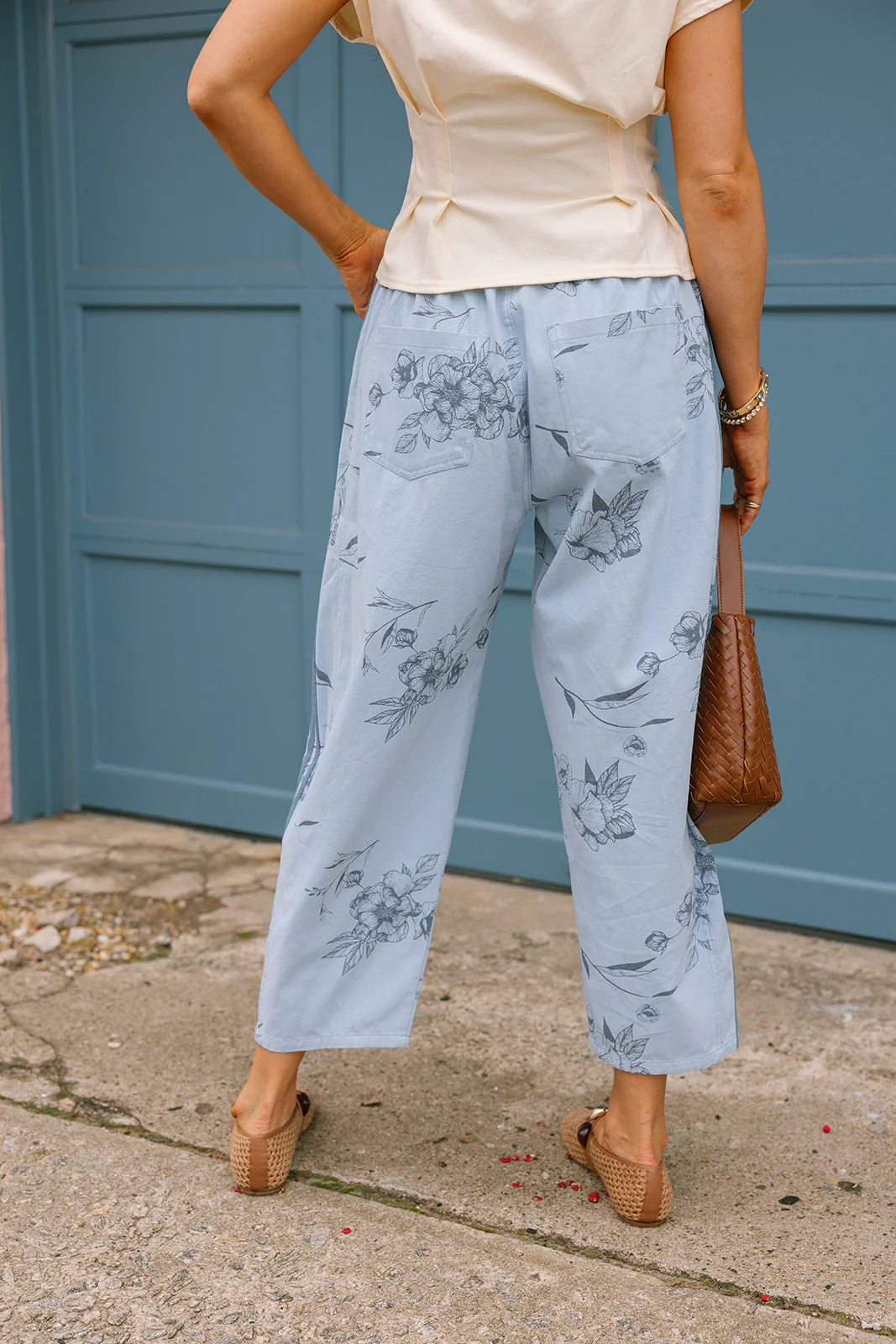 Sophia Light Blue Floral Barrel Jeans - Image 4